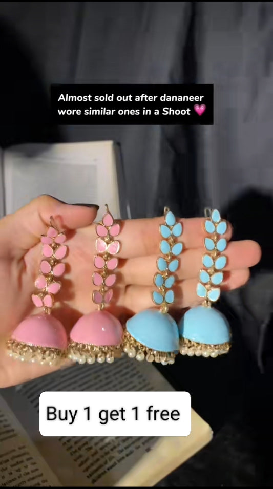 Pastel Jhumka Earrings for Stylish Pakistani Jewellery |Buy 1 Get 1 Free