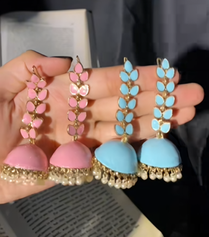 Pastel Jhumka Earrings for Stylish Pakistani Jewellery |Buy 1 Get 1 Free